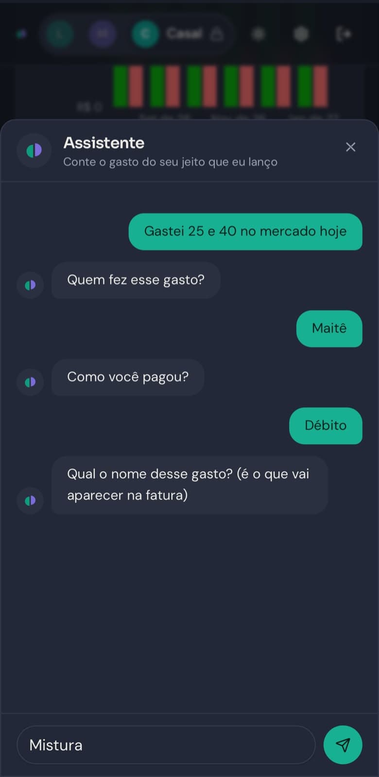 “gastei 25 e 40 no mercado hoje”